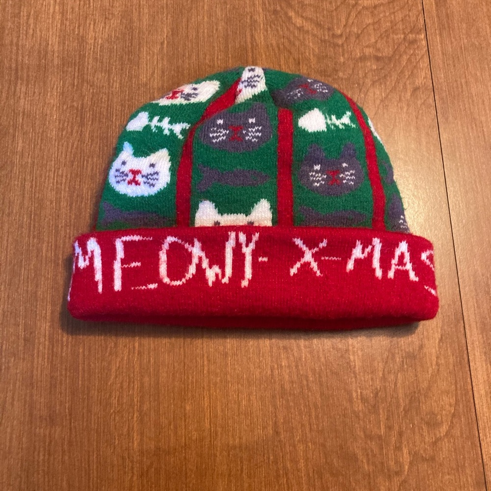Christmas cat holiday beanie